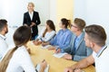 group of students listening teacher Royalty Free Stock Photo