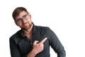 Portrait of young serious businessman in a black shirt on the isolated background Royalty Free Stock Photo