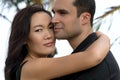 Portrait of happy interracial couple in love outdoor Royalty Free Stock Photo