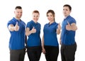 Portrait Of Happy Janitors Showing Thumb Up Sign Royalty Free Stock Photo