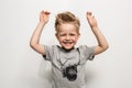 Portrait of happy joyful beautiful little boy Royalty Free Stock Photo