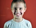 Portrait of happy joyful cute little boy, studio shot