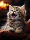 Portrait of a happy kitten.