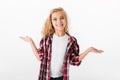 Portrait of a happy little girl holding copy space Royalty Free Stock Photo