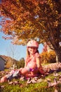 Portrait of happy little girl in roller skates Royalty Free Stock Photo