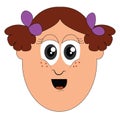 Portrait of a funny little girl`s face vector or color illustration Royalty Free Stock Photo