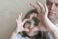 Portrait of happy loving family. Father and his daughter child girl playing. Cute baby and daddy. Concept of Father day