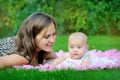 Portrait of happy loving mother and her baby outdoors Royalty Free Stock Photo