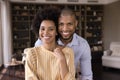 Portrait of happy loving young mixed race family couple. Royalty Free Stock Photo