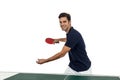 Portrait of happy male athlete playing table tennis Royalty Free Stock Photo