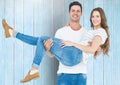 Portrait of happy man carrying his woman Royalty Free Stock Photo