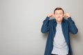 Portrait of happy man fooling around and making funny goofy face Royalty Free Stock Photo