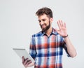 Portrait of a happy man making video call