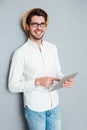 Portrait of a happy man using tablet computer Royalty Free Stock Photo