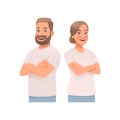 Portrait of a happy man and woman together, a couple of young people on a white background Royalty Free Stock Photo