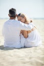 portrait happy mature couple at beach Royalty Free Stock Photo