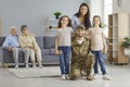 Portrait of happy military veteran together with his family upon returning back home Royalty Free Stock Photo