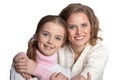 Portrait of happy mother and daughter isolated Royalty Free Stock Photo