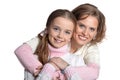 Portrait of happy mother and daughter isolated Royalty Free Stock Photo