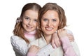 Portrait of happy mother and daughter isolated Royalty Free Stock Photo