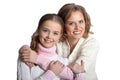 Portrait of happy mother and daughter isolated Royalty Free Stock Photo