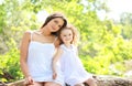 Portrait of happy mother and daughter together outdoors Royalty Free Stock Photo