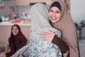 Mother hug her daughter during ramadan visit