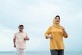 Senior couple running and exercising outdoor Royalty Free Stock Photo