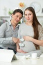 Portrait of happy pregnant woman with husband