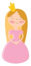 Portrait of happy princess vector or color illustration