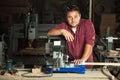 Portrait of happy professional carpenter. Royalty Free Stock Photo