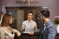Portrait of happy receptionist at hotel Royalty Free Stock Photo