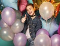 Portrait of happy redhair girl waiting for party.