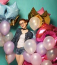 Portrait of happy redhair girl waiting for party.