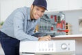 portrait happy repairman looking at camera Royalty Free Stock Photo