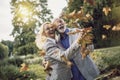 Happy senior couple in autumn park Royalty Free Stock Photo