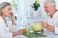 Portrait of a happy senior couple drinking tea Royalty Free Stock Photo