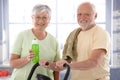Portrait of happy senior couple in the gym Royalty Free Stock Photo