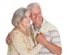 Portrait of happy senior couple holding hands isolated Royalty Free Stock Photo