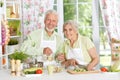 Senior couple preparing dinner Royalty Free Stock Photo