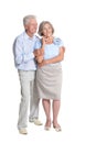 Portrait of happy senior couple on white background