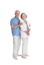 Portrait of a happy senior couple on white background