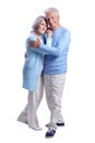 Portrait of happy senior couple on white background Royalty Free Stock Photo