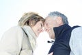 Portrait of happy senior couple in winter season Royalty Free Stock Photo