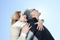 Portrait of happy senior couple in winter season Royalty Free Stock Photo