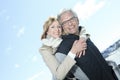 Portrait of happy senior couple in winter season Royalty Free Stock Photo