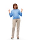 Portrait of happy senior woman celebrating triumph Royalty Free Stock Photo