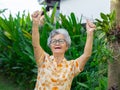 Portrait of happy senior woman showing success gesture Royalty Free Stock Photo