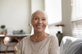 Portrait of happy senior woman talk on video call Royalty Free Stock Photo