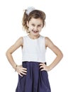 Portrait of a happy six-year-old girl against white background Royalty Free Stock Photo